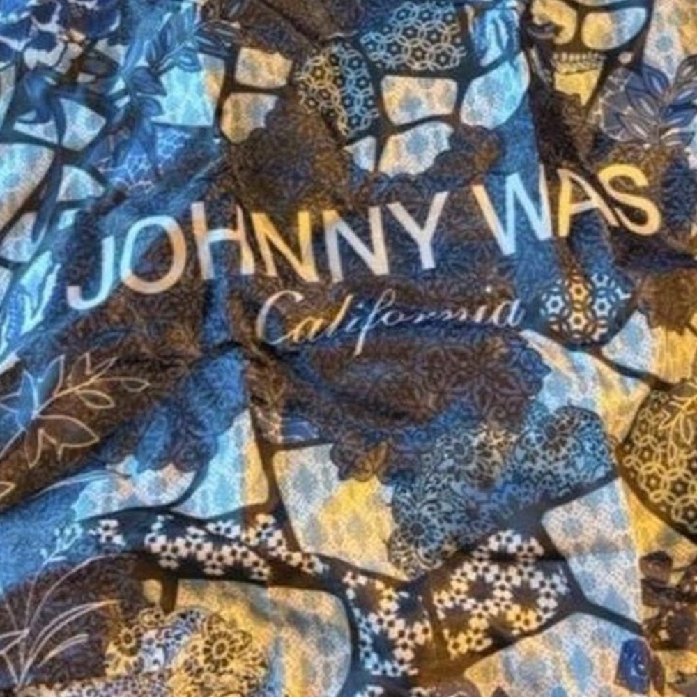 Johnny Was Nylon Tote Small Blue Excellent Boho Hippie Foldable Bag